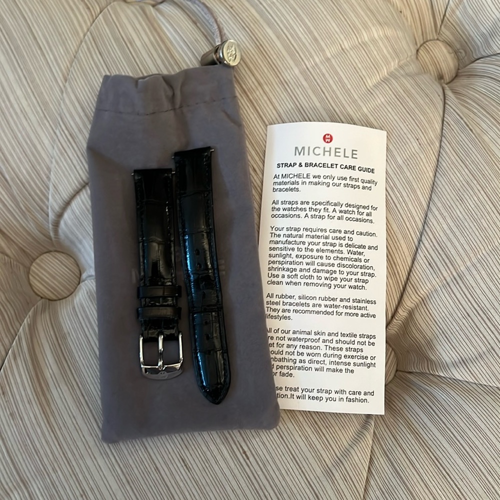 Michele Genuine Alligator black watch band size 16m